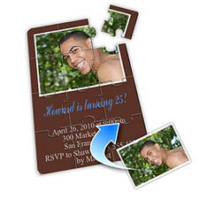Photo Puzzle Birthday Invitation, 5x7 Chocolate