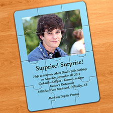 Photo Puzzle Birthday Invitation, 5x7 Baby Blue