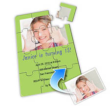 Photo Puzzle Birthday Invitation, 5x7 Lime