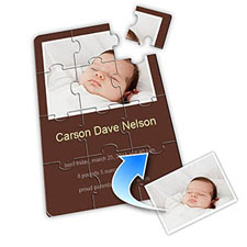 Birth Announcement Photo Puzzle, 5x7 Chocolate