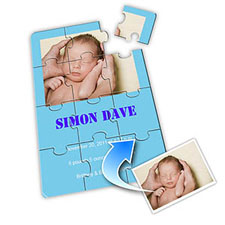 Birth Announcement Photo Puzzle, 5x7 Baby Blue