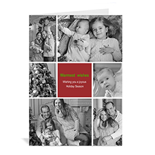 6 Photo Collage Classic Greetings - Red