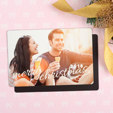 Script Christmas Personalized Photo Christmas Magnet 4x6 Large