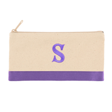 2 Tone Purple Personalized Embroidered One Initial Small (Single Side) Cosmetic Bag