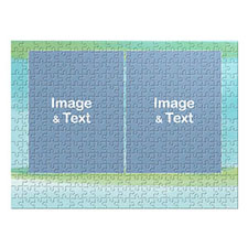 Two Collage Photo Jigsaw, Blue and Green Splash Watercolor