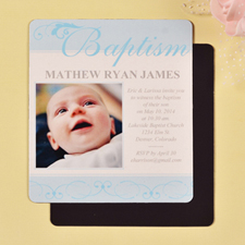 3.5x4 First Cross Baby Boy Baptism Photo Magnet
