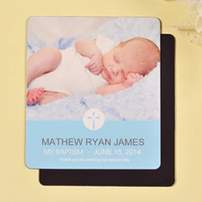3.5x4 Delicate Blue Baptismal Photo Magnet