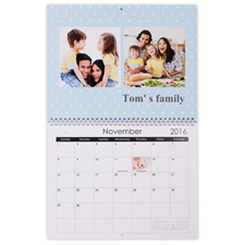 Wall Calendar 14”x11”, Light Blue