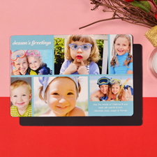 Create 6 Photo Christmas Blessing Blue Fridge Magnets