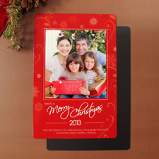 Christmas Party Invitation Magnets, Red Snowflake