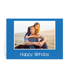 Classic Blue Photo Birthday Cards, 5x7 Folded