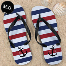 Navy Red White Stripes Anchor, Men X-Large