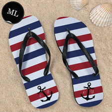 Navy Red White Stripes Anchor, Men Large
