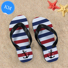 Navy Red White Stripes Anchor Kid's Medium