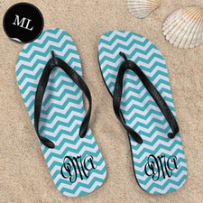 Aqua Chevron Pattern with Personalized Name , Men Large