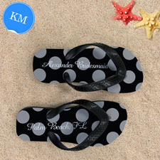 Design My Own Customizable Black Polka Dot, Kids' Medium Flip Flops