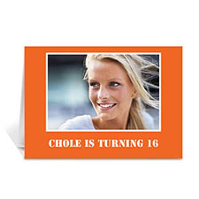 Classic Orange Photo Birthday Cards, 5x7 Folded