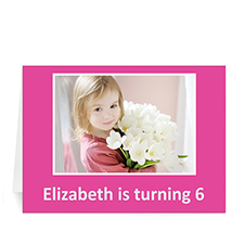 Hot Pink Photo Birthday Cards, 5x7 Folded