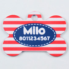 Red and Navy Stripes Pattern Bone (Custom 1 Side)