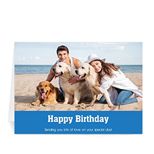Classic Blue Photo Birthday Cards, 5x7 Folded Simple