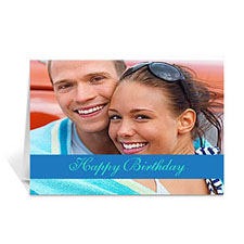 Classic Blue Photo Birthday Cards, 5x7 Folded Causal