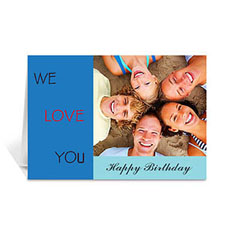Classic Blue Photo Birthday Cards, 5x7 Folded Modern