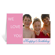 Baby Pink Photo Birthday Cards, 5x7 Folded Modern