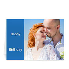 Classic Blue Photo Birthday Cards, 5x7 Folded Modern