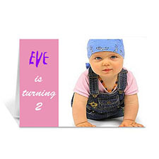 Baby Pink Photo Birthday Cards, 5x7 Folded Modern