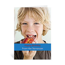 Classic Blue Photo Birthday Cards, 5x7 Portrait Folded Causal