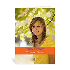 Classic Orange Photo Birthday Cards, 5x7 Portrait Folded Causal
