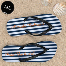 Blue White Stripes Personalized Name,Men's Large