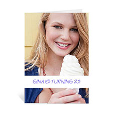 Classic White Photo Birthday Cards, 5x7 Portrait Folded Causal