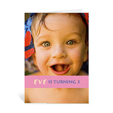 Baby Pink Photo Birthday Cards, 5x7 Portrait Folded Causal