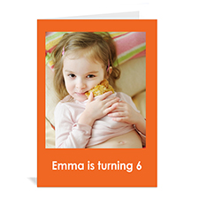 Classic Orange Photo Birthday Cards, 5x7 Portrait Folded