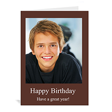 Chocolate Brown Photo Birthday Cards, 5x7 Portrait Folded