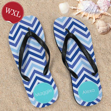 Blue Zigzag Personalized Monogram, Women's Extra Large