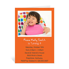 Classic Orange Photo Birthday Cards, 5x7 Portrait Folded