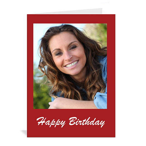 Classic Red Photo Birthday Cards, 5x7 Portrait Folded