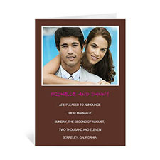 Chocolate Brown Wedding Photo Cards, 5x7 Portrait Folded