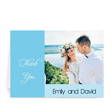 Baby Blue Wedding Photo Cards, 5x7 Folded Modern