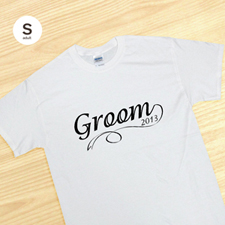 Custom Greatest Groom, White Adult Small T Shirt