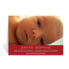 Classic Red Baby Photo Cards, 5x7 Portrait Folded Simple