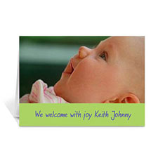 Lime Baby Photo Cards, 5x7 Portrait Folded Simple