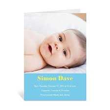 Baby Blue Photo Cards, 5x7 Portrait Folded Simple