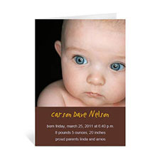 Chocolate Brown Baby Photo Cards, 5x7 Portrait Folded Simple