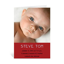 Classic Red Baby Photo Cards, 5x7 Portrait Folded Simple