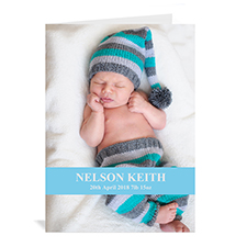 Baby Blue Photo Cards, 5x7 Portrait Folded Causal