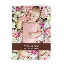 Chocolate Brown Baby Photo Cards, 5x7 Portrait Folded Causal