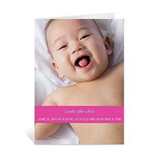 Hot Pink Baby Photo Cards, 5x7 Portrait Folded Causal